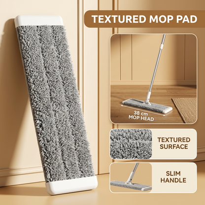 3-Piece Cleaning Set with Flat Mop, Broom & Long-Handled Dustpan